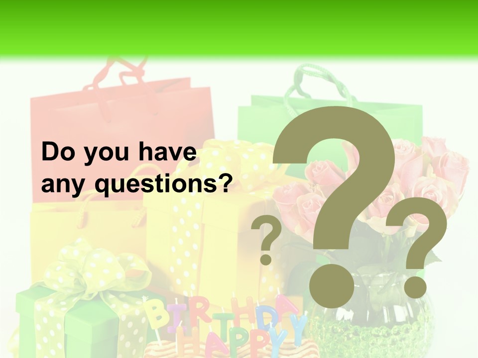 Green Celebrate Bouquet PowerPoint Template