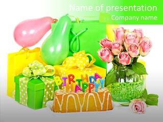 Ribbon Congratulations Green PowerPoint Template