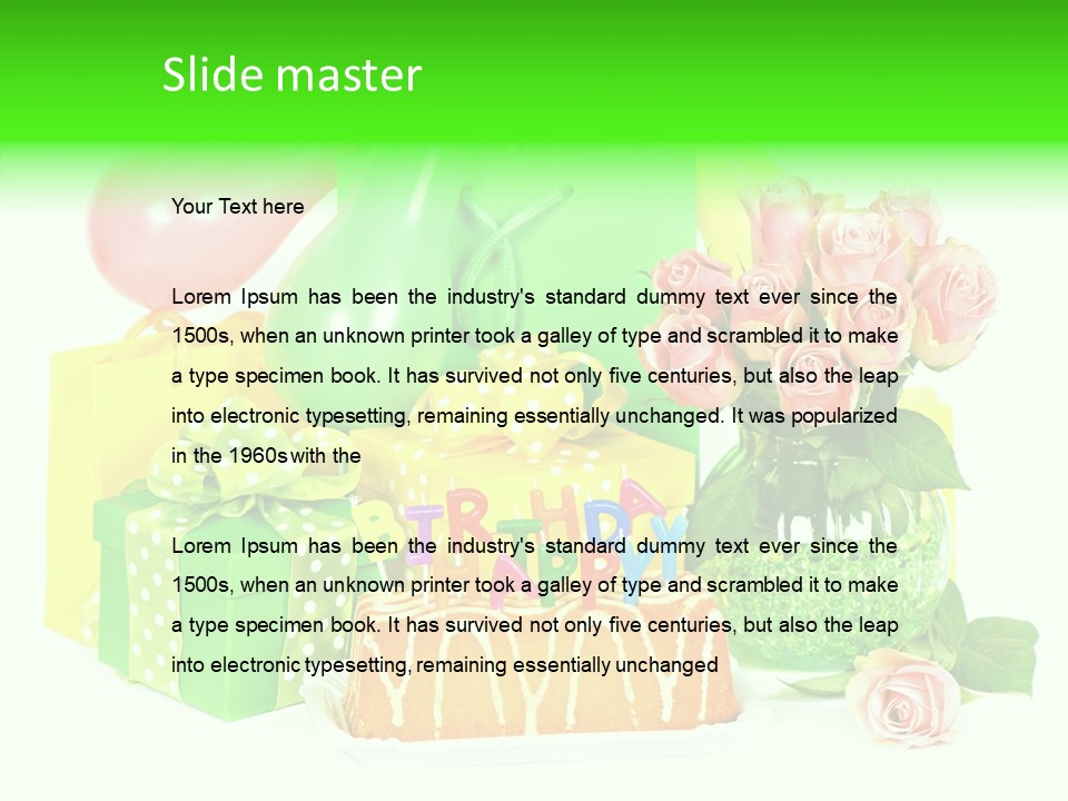 Ribbon Congratulations Green PowerPoint Template