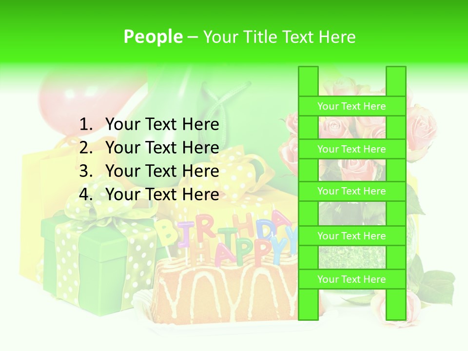 Ribbon Congratulations Green PowerPoint Template