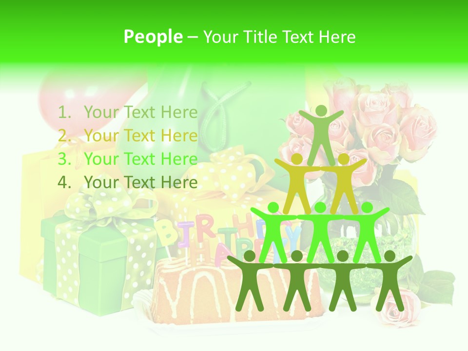 Ribbon Congratulations Green PowerPoint Template