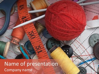 Needle Orange Spool PowerPoint Template