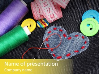 Cloth Red Buttons PowerPoint Template