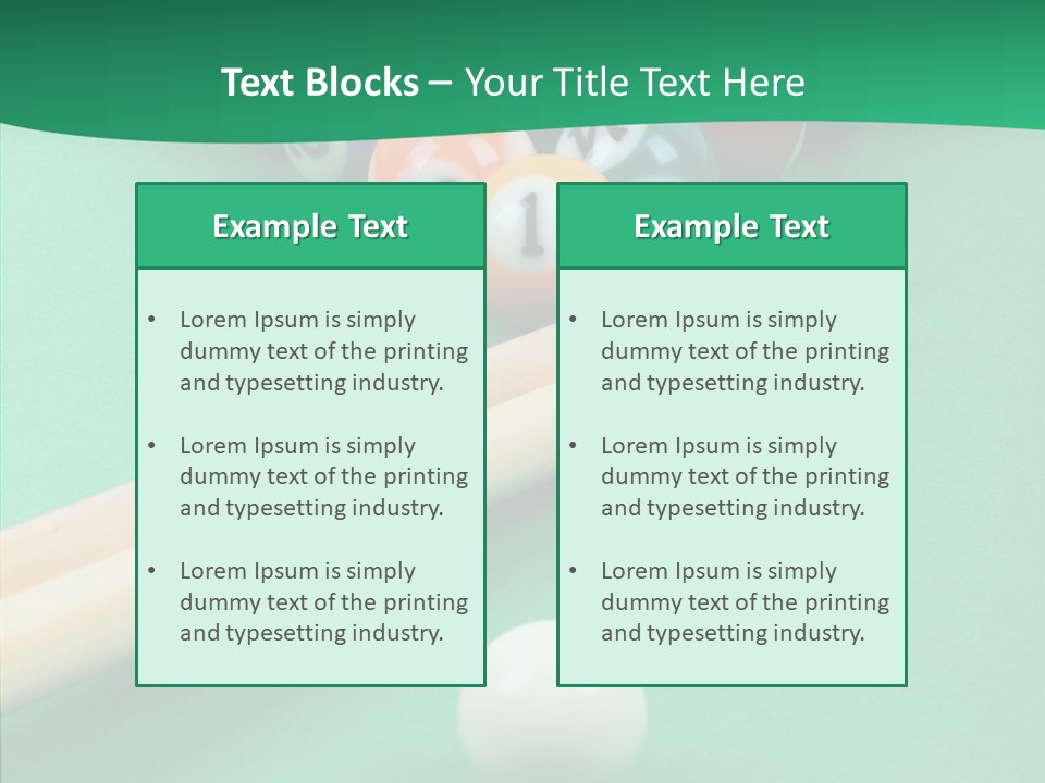 Cloth Billiard Indoors PowerPoint Template