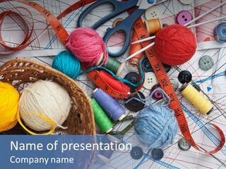 Needlework Wooden Knitting PowerPoint Template