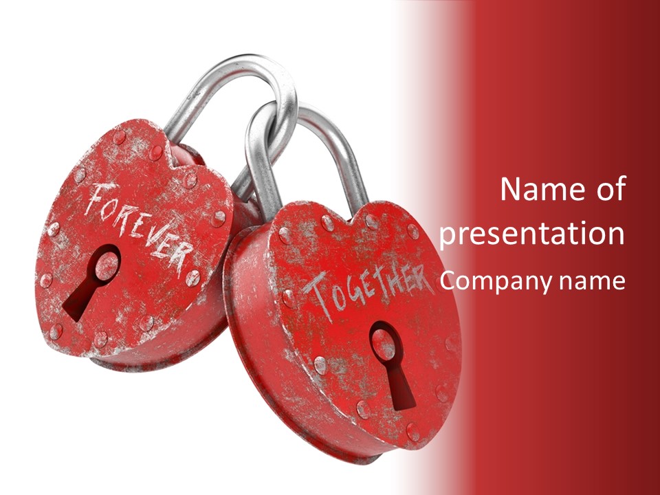 Padlock Lovers Clipping Path PowerPoint Template