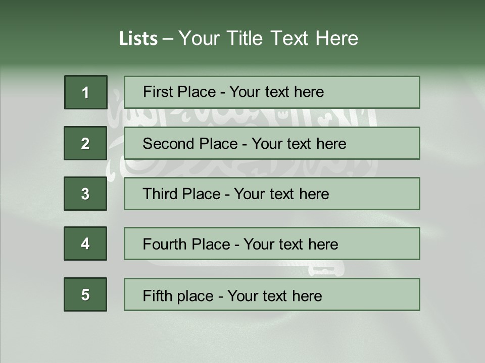 Saudi Flag Centre PowerPoint Template