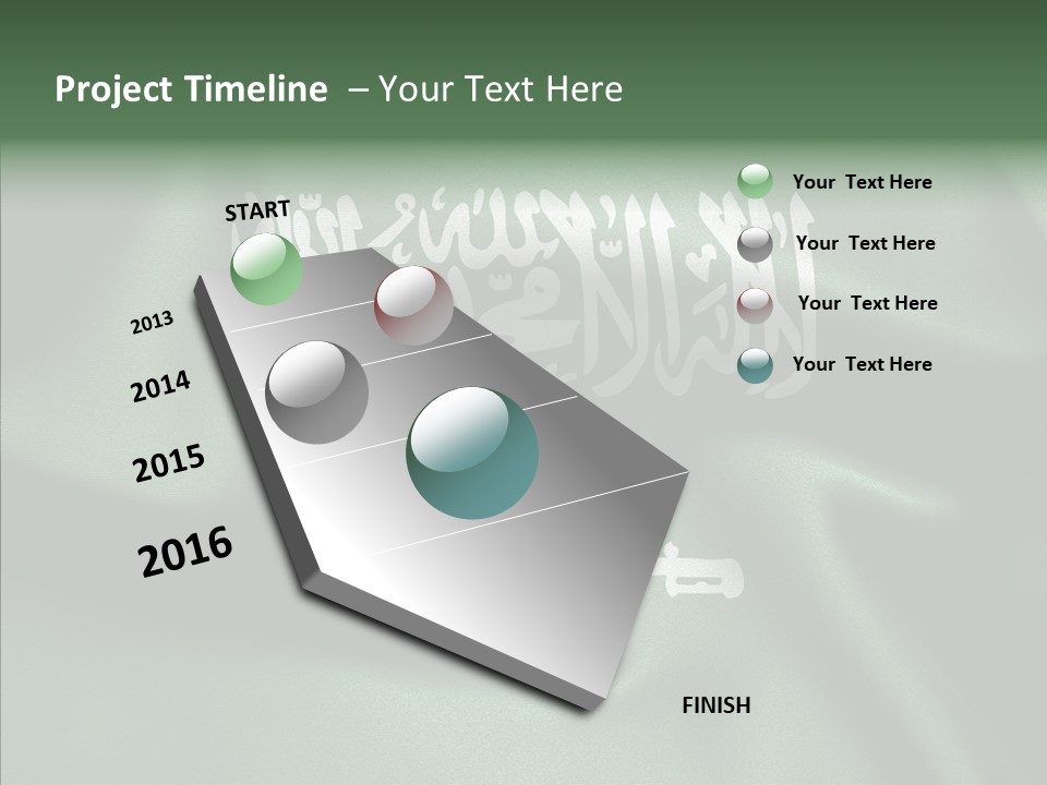 Saudi Flag Centre PowerPoint Template