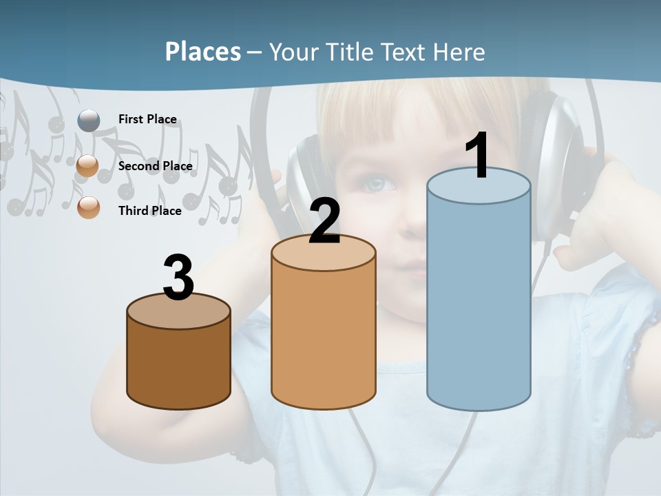 A Little Boy Wearing Headphones And Listening To Music PowerPoint Template