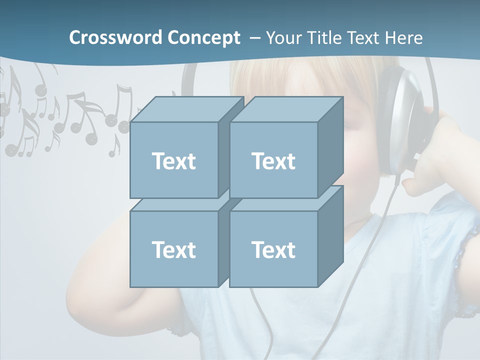 A Little Boy Wearing Headphones And Listening To Music PowerPoint Template