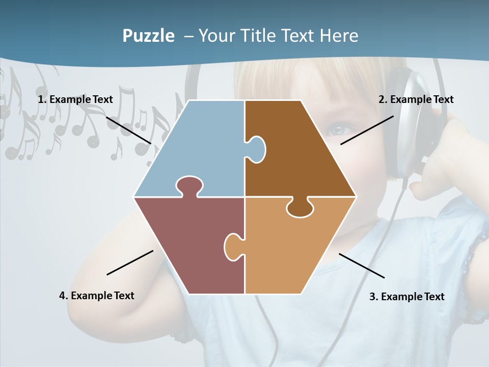 A Little Boy Wearing Headphones And Listening To Music PowerPoint Template