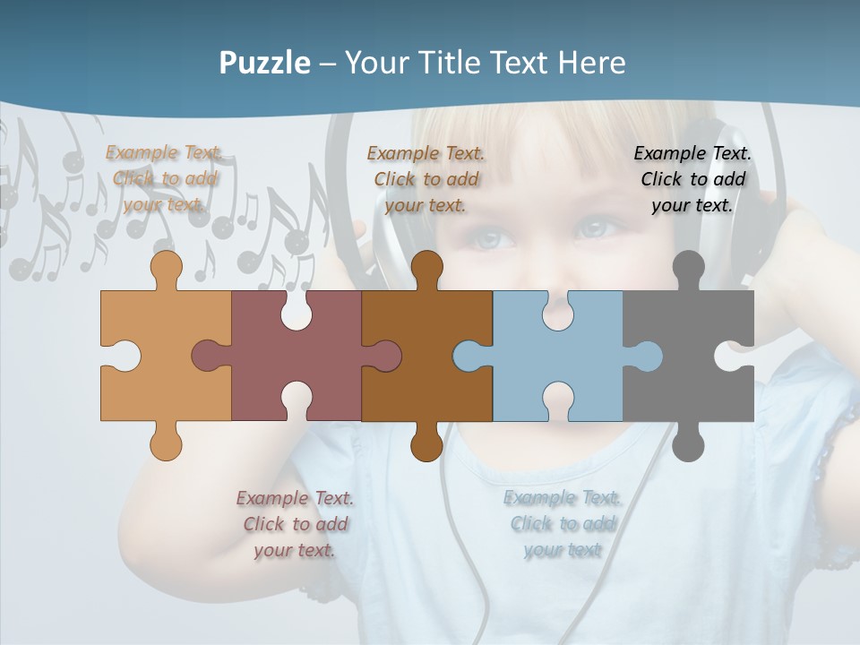 A Little Boy Wearing Headphones And Listening To Music PowerPoint Template