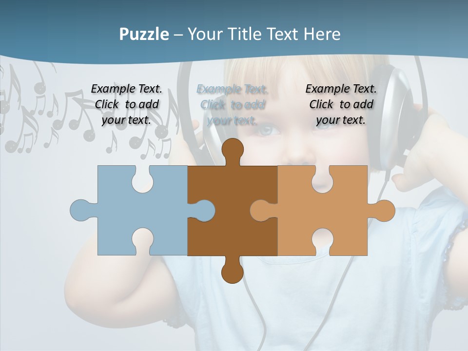 A Little Boy Wearing Headphones And Listening To Music PowerPoint Template