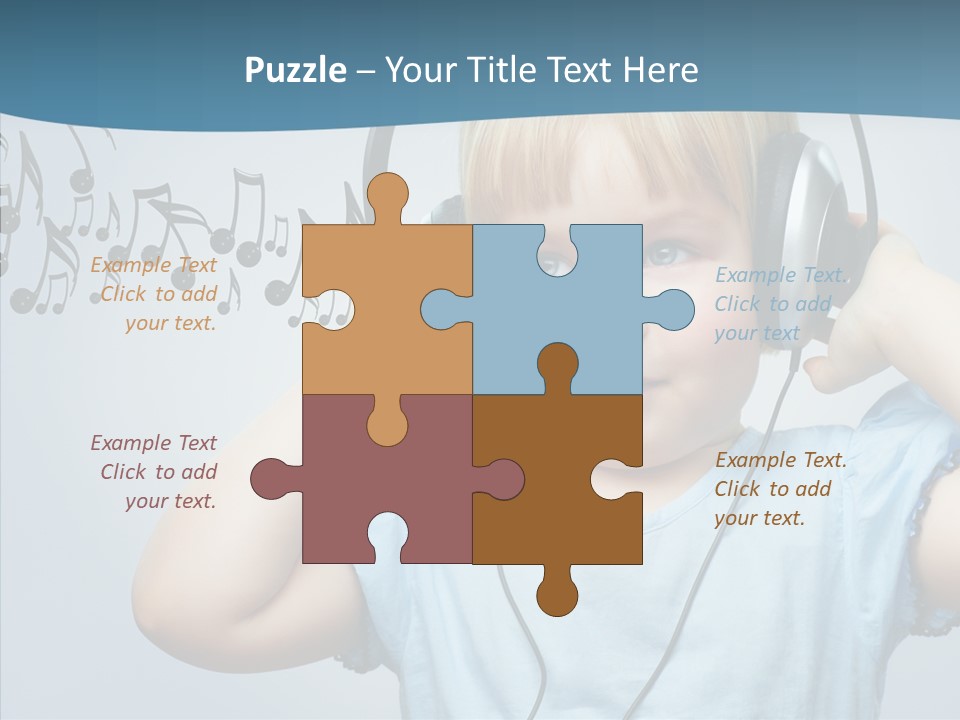 A Little Boy Wearing Headphones And Listening To Music PowerPoint Template