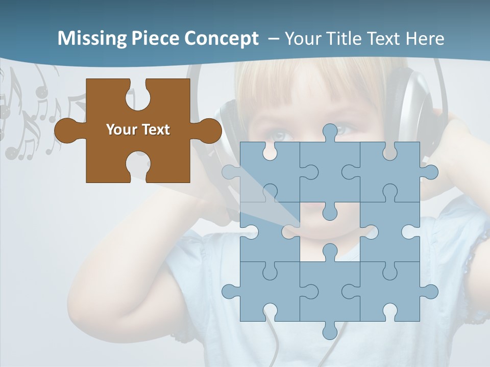 A Little Boy Wearing Headphones And Listening To Music PowerPoint Template