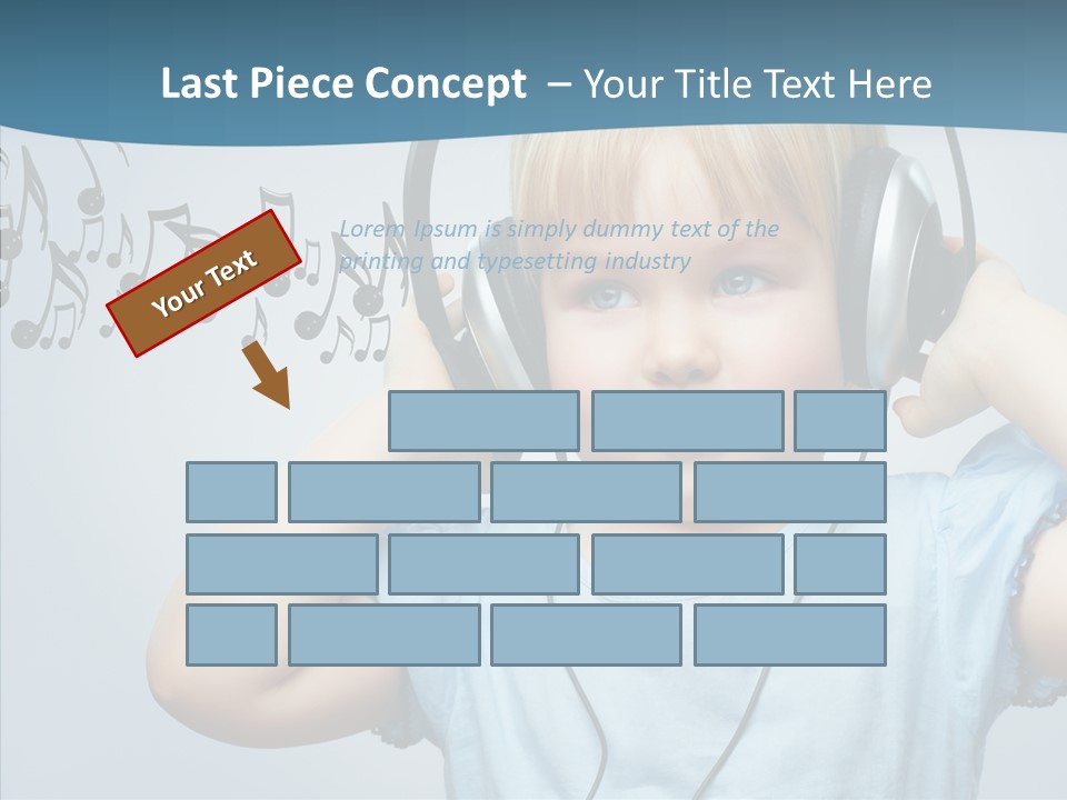 A Little Boy Wearing Headphones And Listening To Music PowerPoint Template