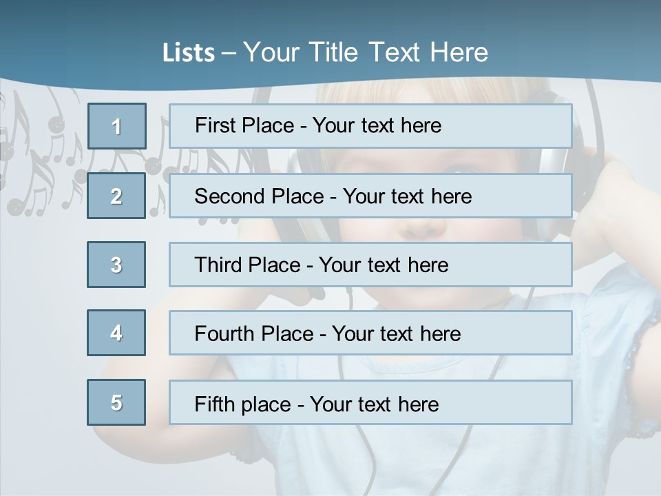 A Little Boy Wearing Headphones And Listening To Music PowerPoint Template