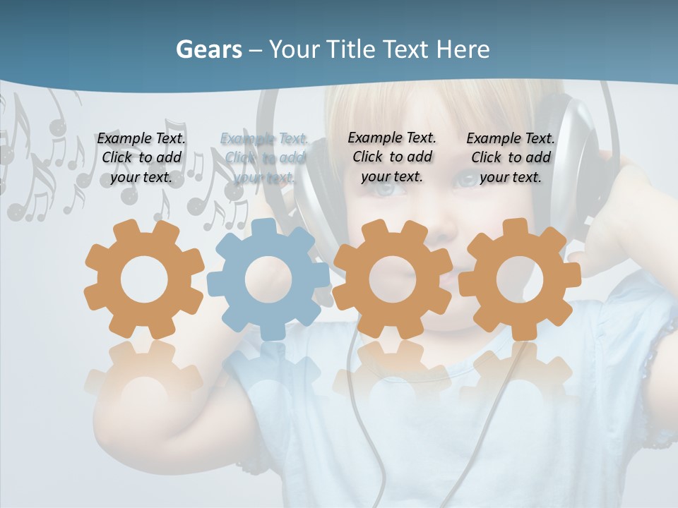 A Little Boy Wearing Headphones And Listening To Music PowerPoint Template