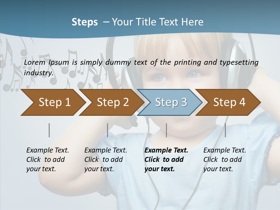 A Little Boy Wearing Headphones And Listening To Music PowerPoint Template