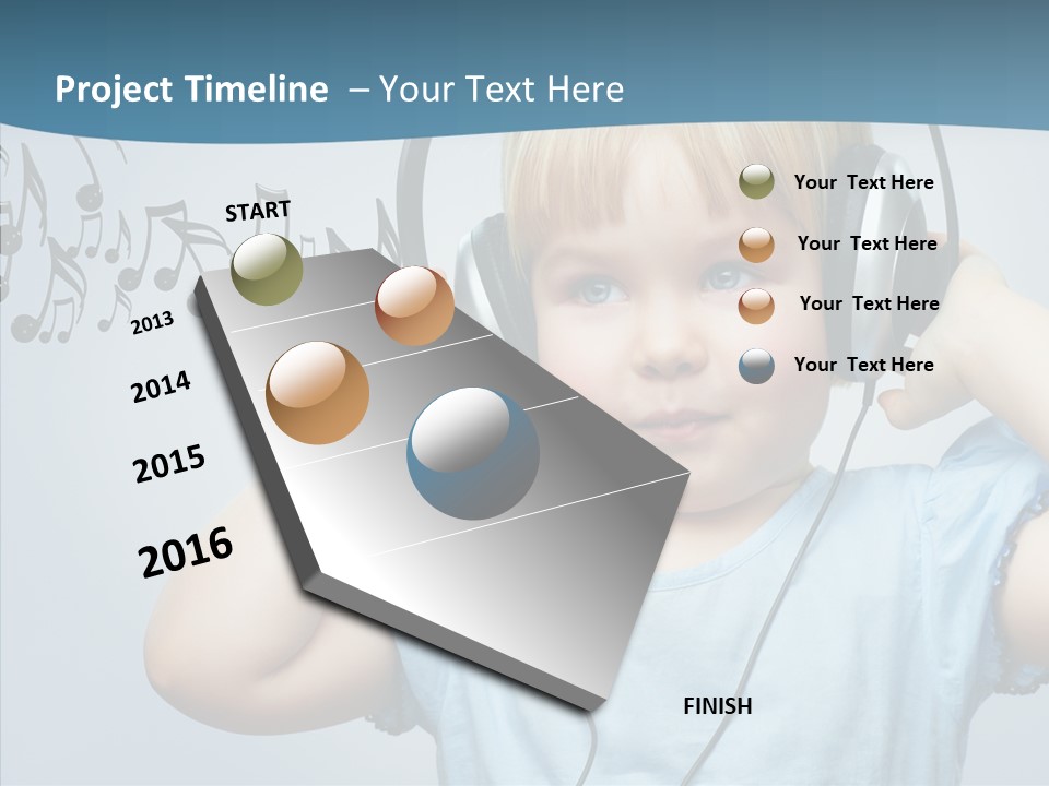 A Little Boy Wearing Headphones And Listening To Music PowerPoint Template