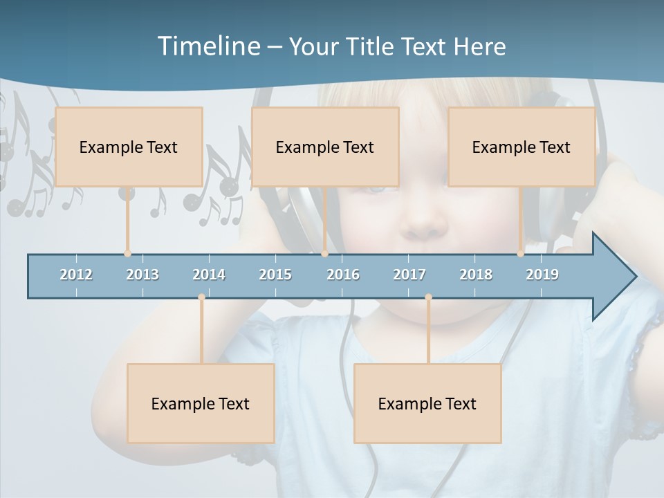 A Little Boy Wearing Headphones And Listening To Music PowerPoint Template