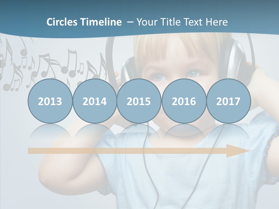A Little Boy Wearing Headphones And Listening To Music PowerPoint Template