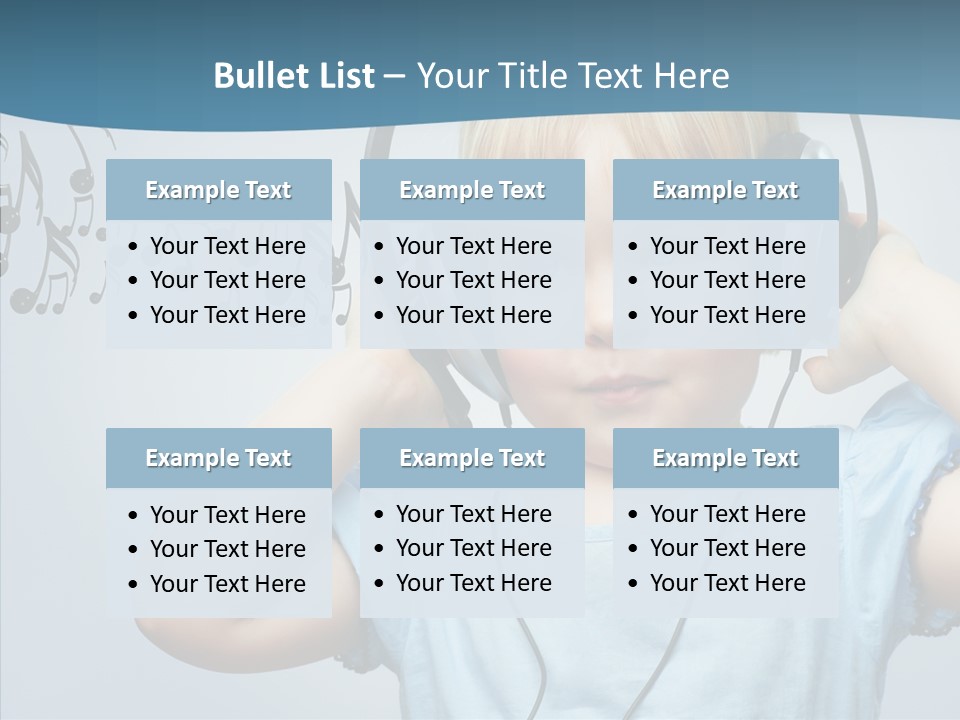 A Little Boy Wearing Headphones And Listening To Music PowerPoint Template