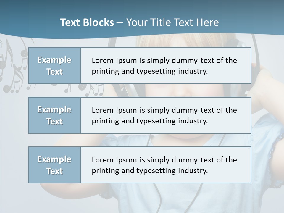 A Little Boy Wearing Headphones And Listening To Music PowerPoint Template