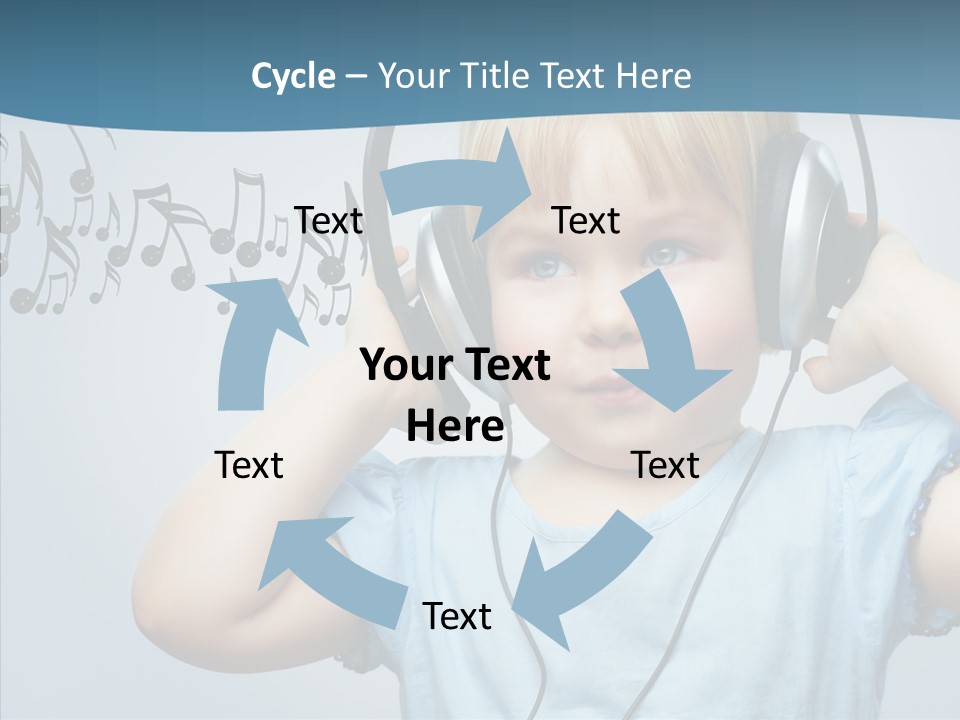 A Little Boy Wearing Headphones And Listening To Music PowerPoint Template