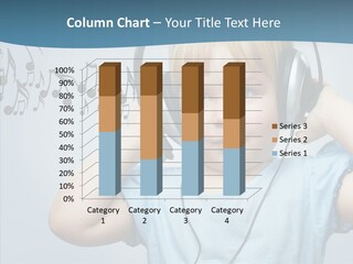 A Little Boy Wearing Headphones And Listening To Music PowerPoint Template