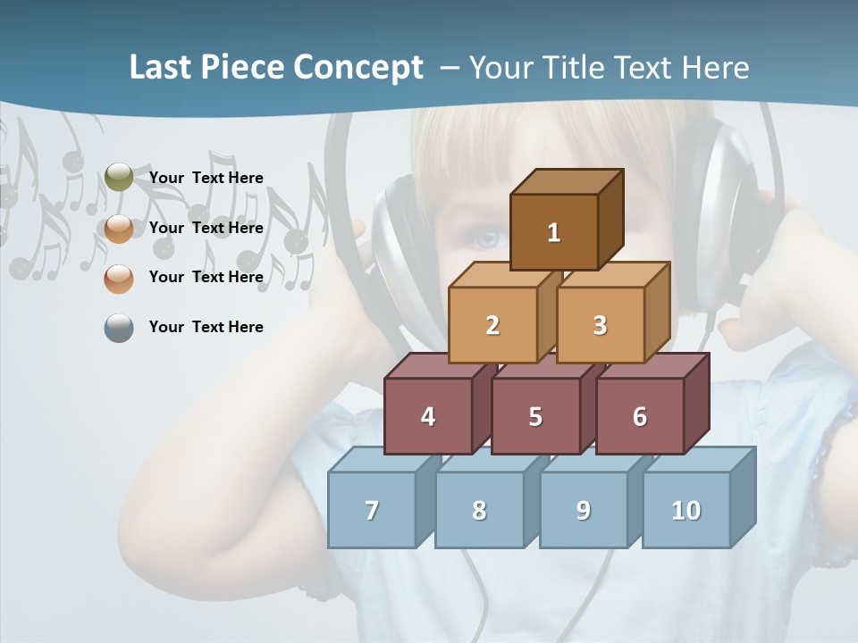 A Little Boy Wearing Headphones And Listening To Music PowerPoint Template