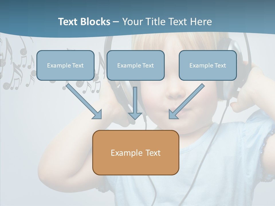 A Little Boy Wearing Headphones And Listening To Music PowerPoint Template