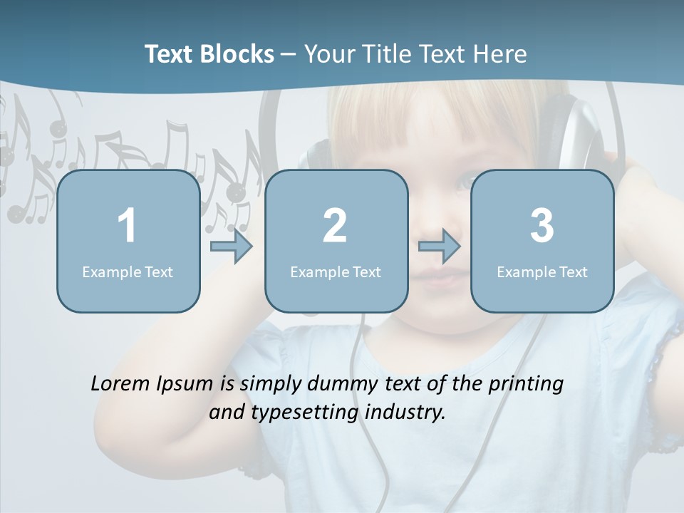 A Little Boy Wearing Headphones And Listening To Music PowerPoint Template