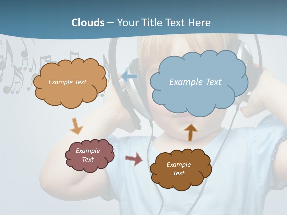 A Little Boy Wearing Headphones And Listening To Music PowerPoint Template