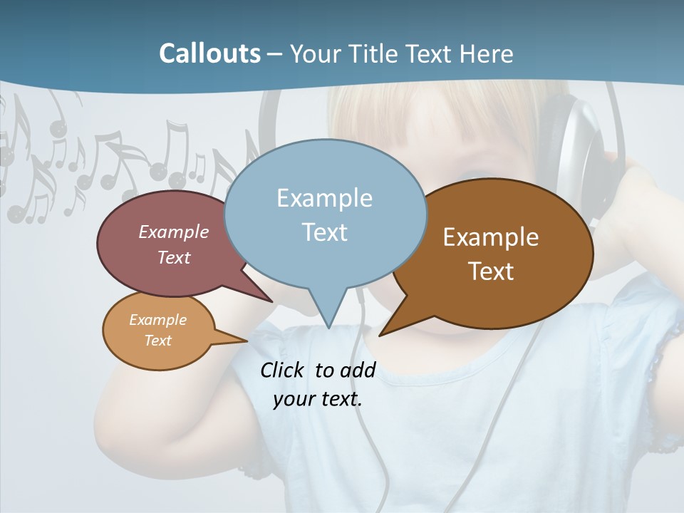 A Little Boy Wearing Headphones And Listening To Music PowerPoint Template