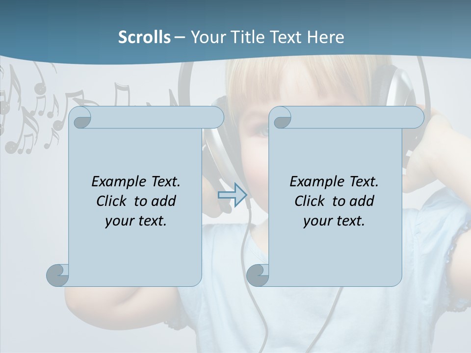 A Little Boy Wearing Headphones And Listening To Music PowerPoint Template