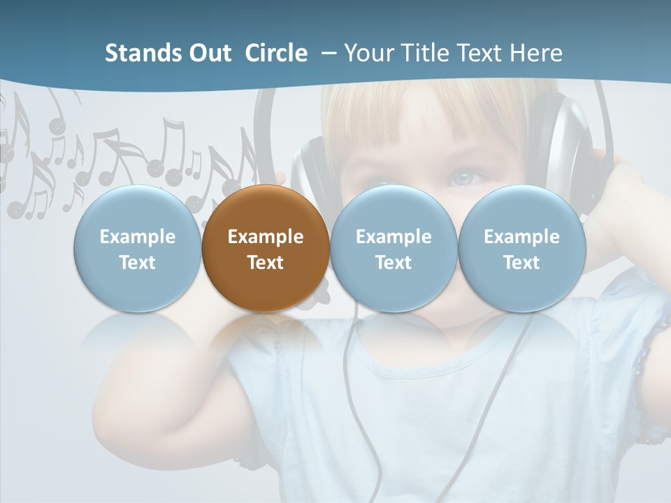 A Little Boy Wearing Headphones And Listening To Music PowerPoint Template