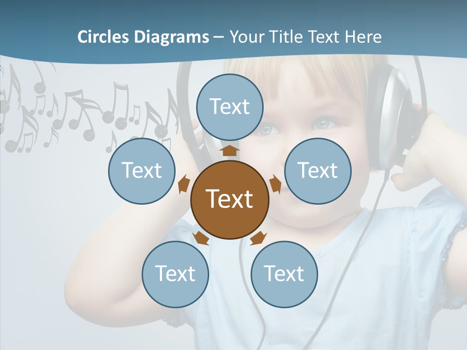 A Little Boy Wearing Headphones And Listening To Music PowerPoint Template