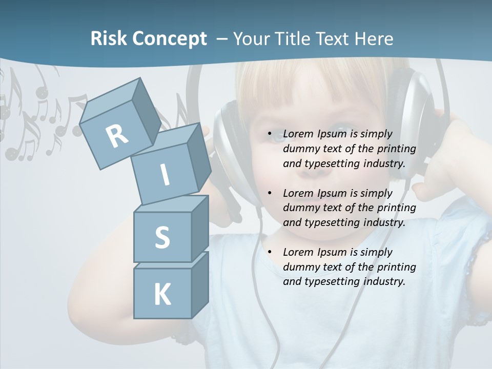 A Little Boy Wearing Headphones And Listening To Music PowerPoint Template