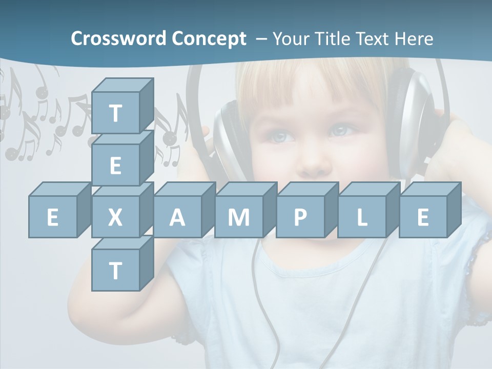 A Little Boy Wearing Headphones And Listening To Music PowerPoint Template