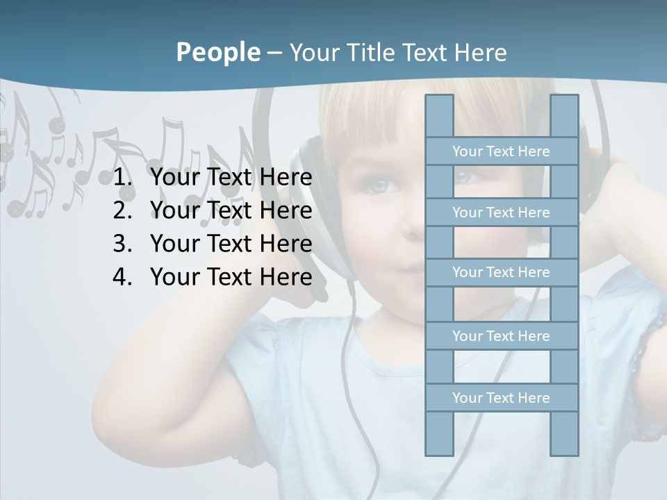 A Little Boy Wearing Headphones And Listening To Music PowerPoint Template