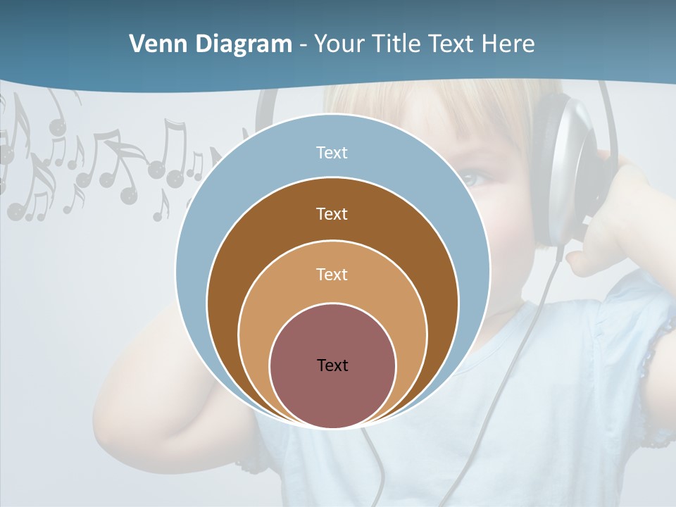 A Little Boy Wearing Headphones And Listening To Music PowerPoint Template