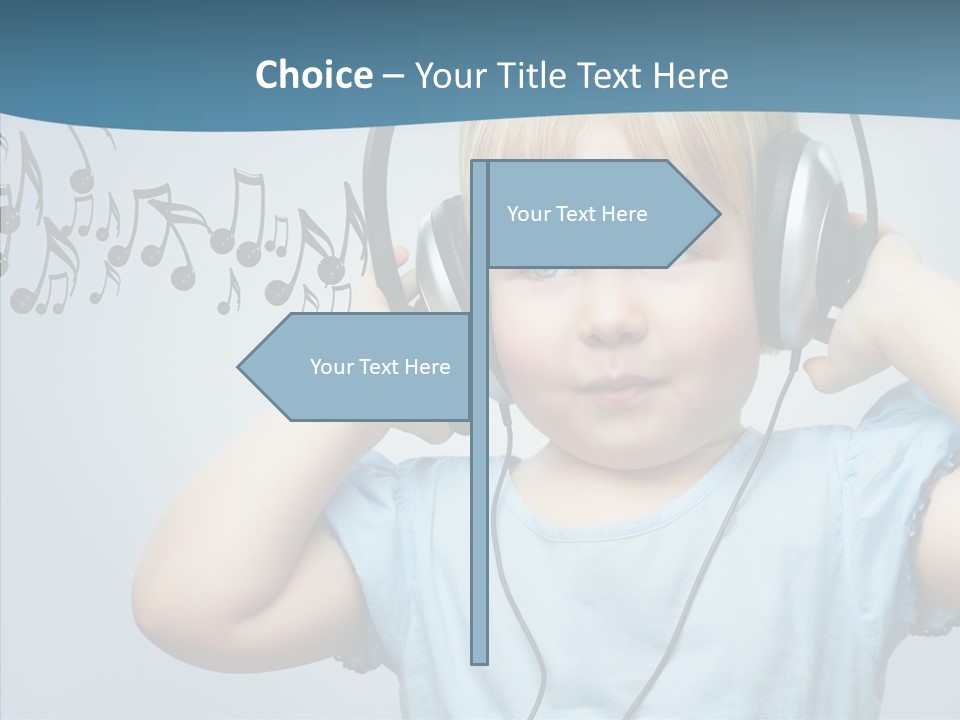 A Little Boy Wearing Headphones And Listening To Music PowerPoint Template