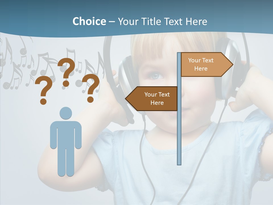 A Little Boy Wearing Headphones And Listening To Music PowerPoint Template