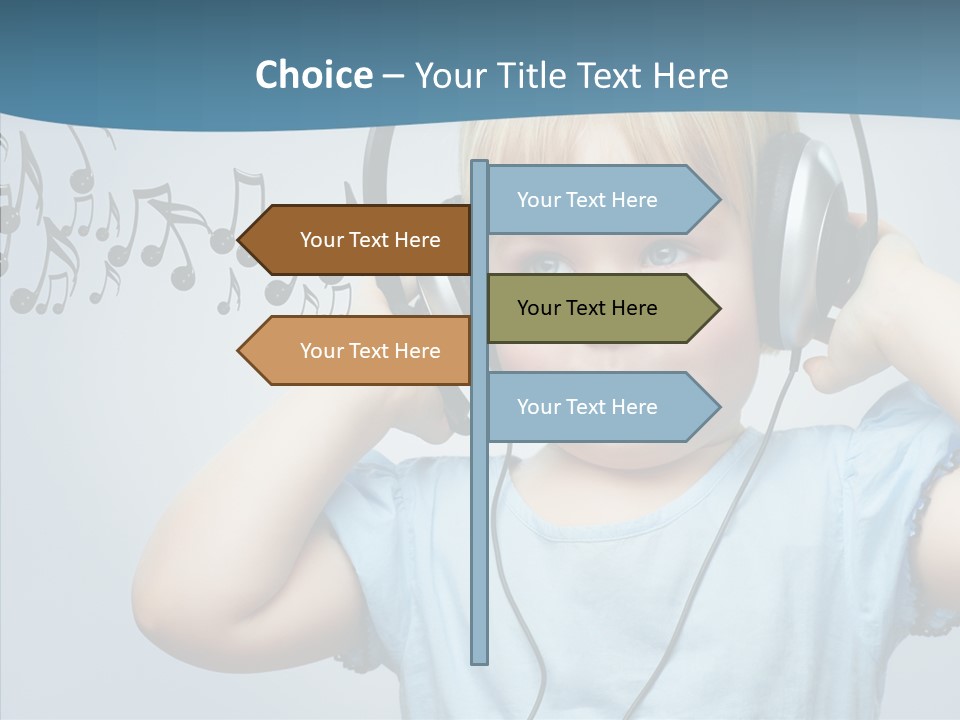 A Little Boy Wearing Headphones And Listening To Music PowerPoint Template