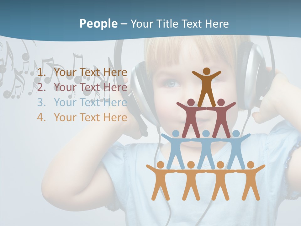 A Little Boy Wearing Headphones And Listening To Music PowerPoint Template