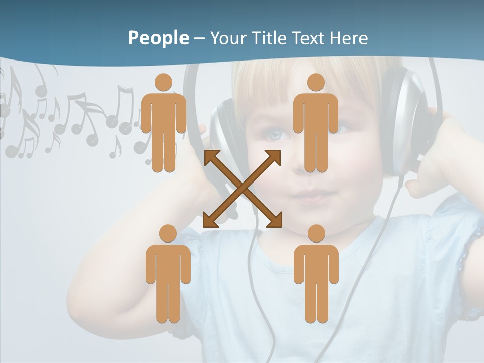 A Little Boy Wearing Headphones And Listening To Music PowerPoint Template