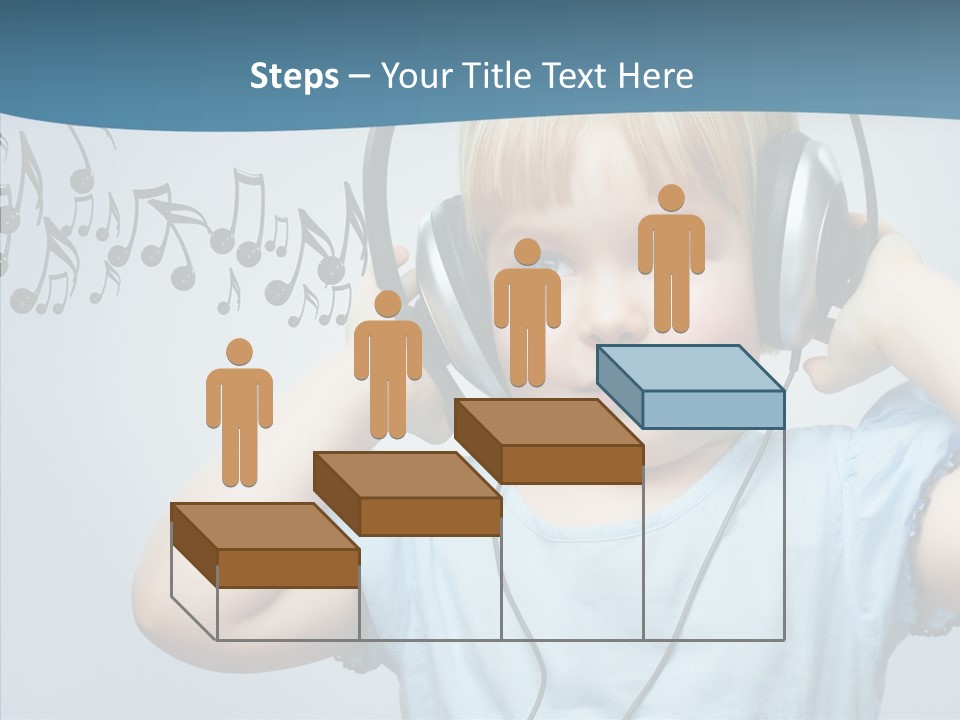 A Little Boy Wearing Headphones And Listening To Music PowerPoint Template