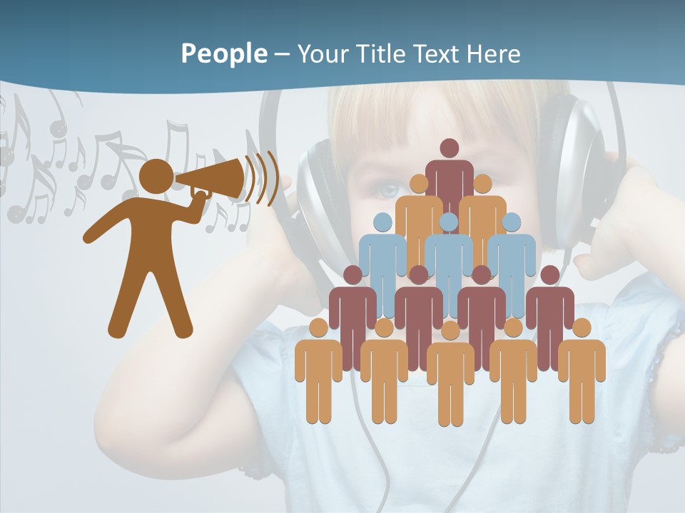 A Little Boy Wearing Headphones And Listening To Music PowerPoint Template