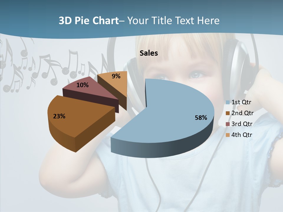 A Little Boy Wearing Headphones And Listening To Music PowerPoint Template